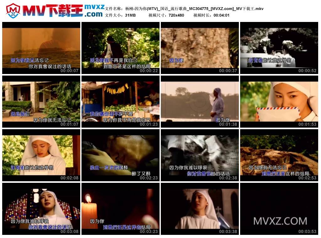 杨刚-因为你(MTV)_国语_流行歌曲_MC304775